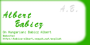 albert babicz business card